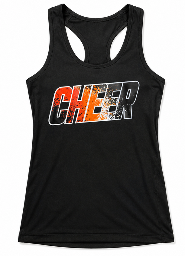 Distressed CHEER Racerback Performance Tank Top