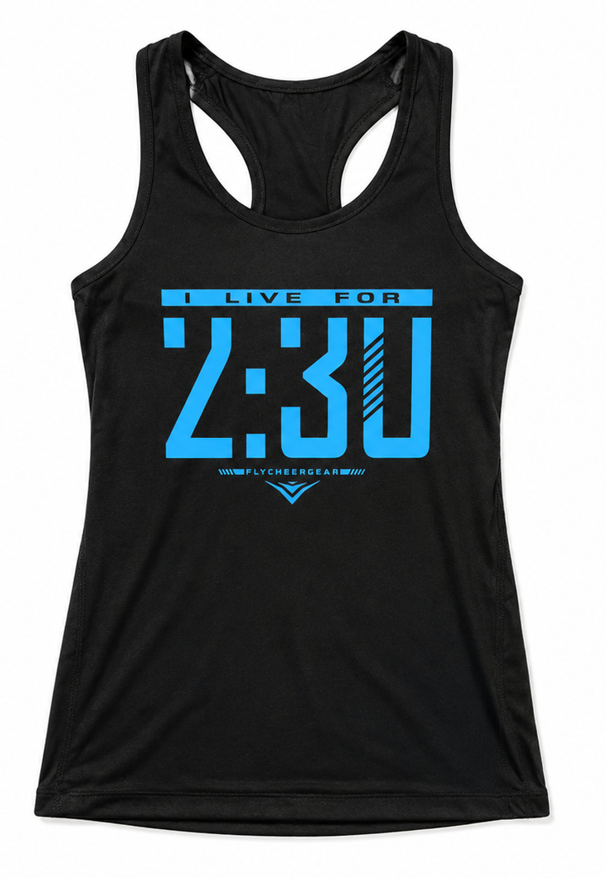 I Live For 2:30 Cheer Racerback Performance Tank Top